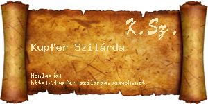 Kupfer Szilárda névjegykártya